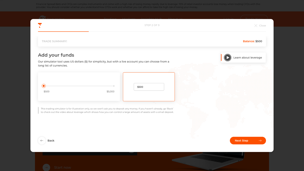Trading Simulator — Step 2: fund your simulated account