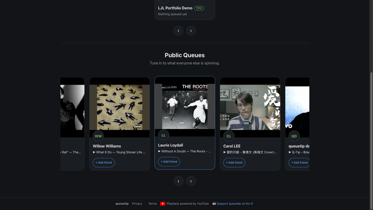 QueueTip — public queues, tune in to what everyone else is spinning